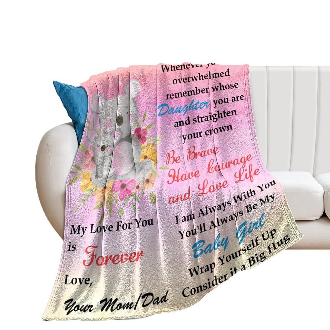 Custom Love Text and Bears Pink Blanket