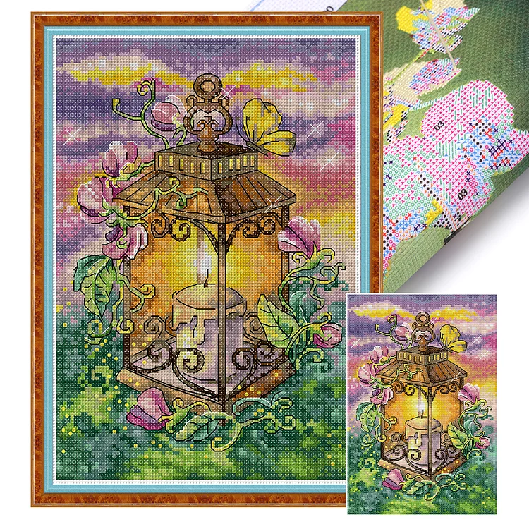 Joy Sunday Four Seasons Lantern - Printed Cross Stitch 16CT 18*26CM