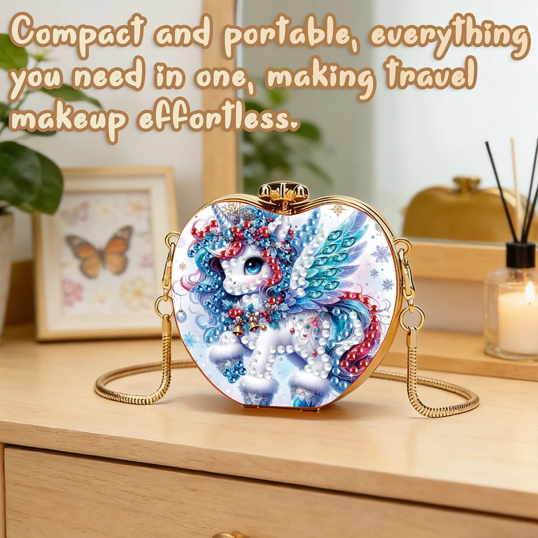 Unicorn DIY Acrylic Love Diamond Art Painting Card Case Wallet with Chain Small Diamond Painting Crossbody Bag for Adults Women Girls Gift