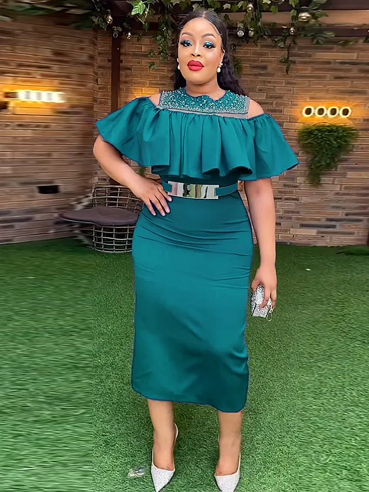 Plus Size Notched Balloon Sleeve Printed Maxi Dress main image 1