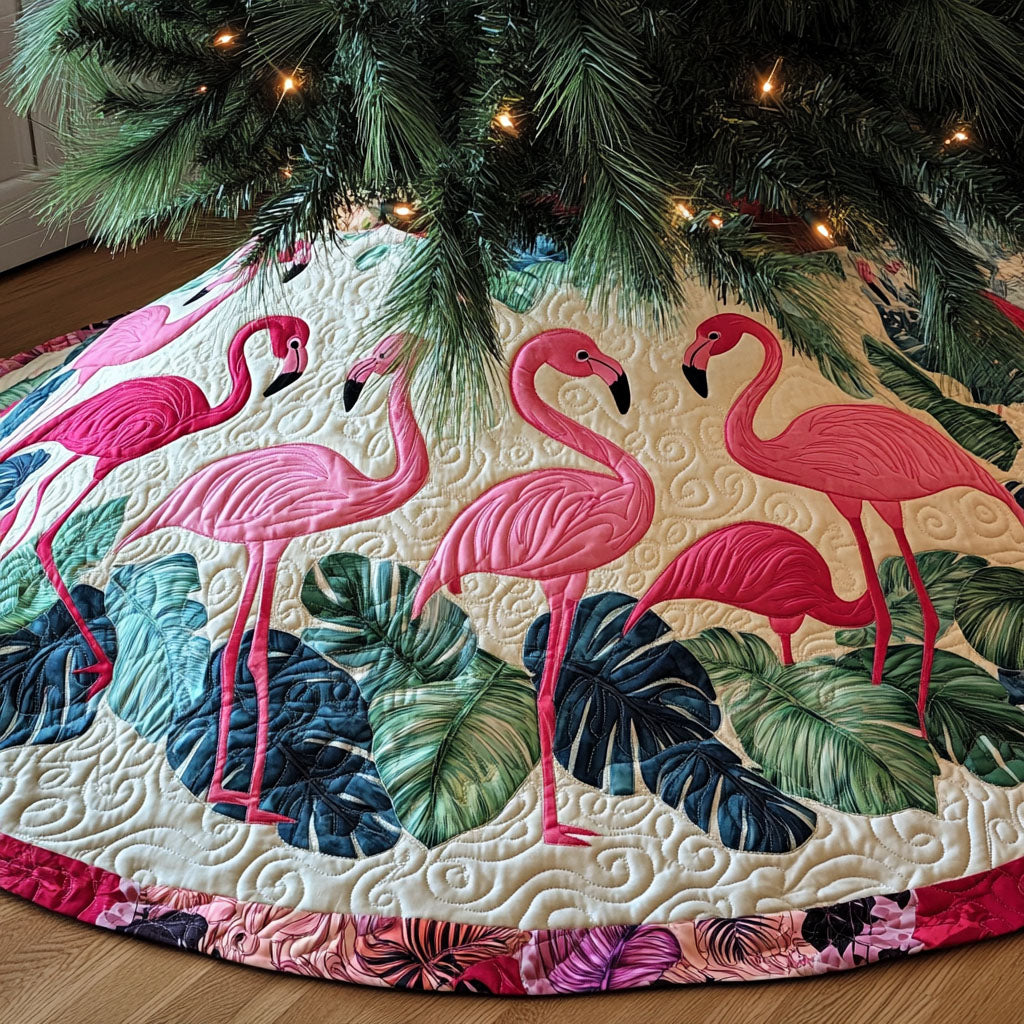 Pink Oasis Quilted Christmas Tree Skirt NCU0PT2674
