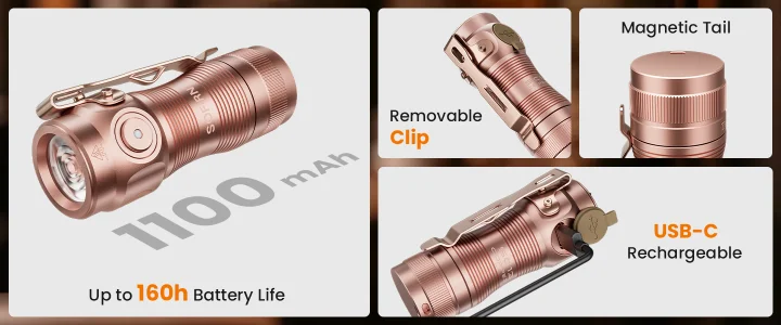Mini Rechargeable EDC Flashlight | SOFIRN SC13 Copper