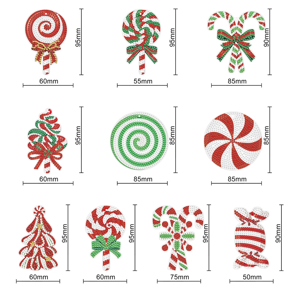 10pcs Diamond Key Chain Cute DIY Hanging Ornaments 5D for Arts Craft Accessories