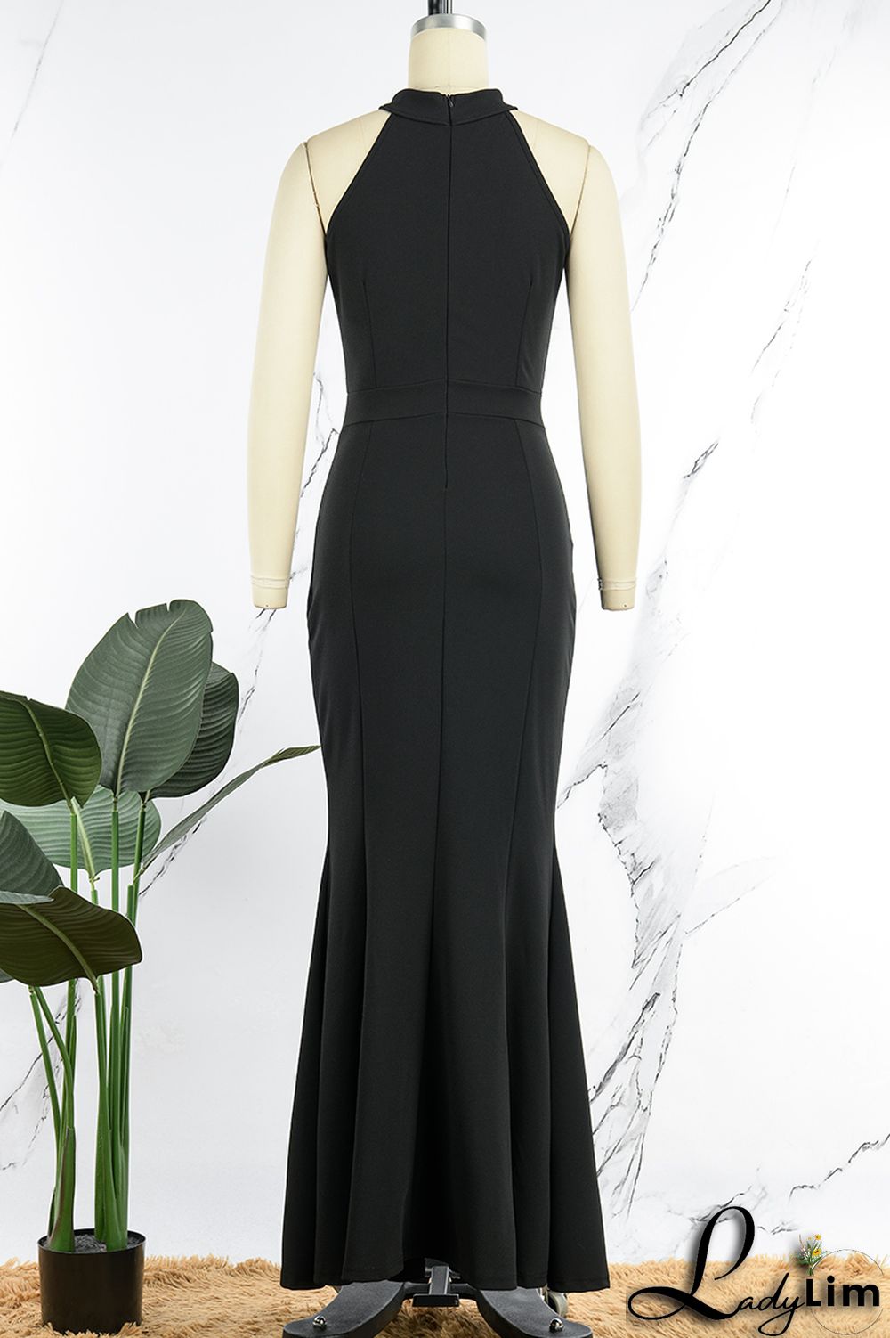 Dark Green Elegant Solid Patchwork Half A Turtleneck Evening Dress Dresses