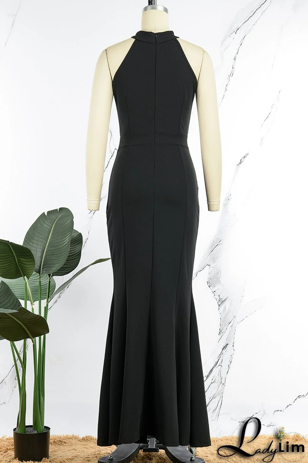 Dark Green Elegant Solid Patchwork Half A Turtleneck Evening Dress Dresses