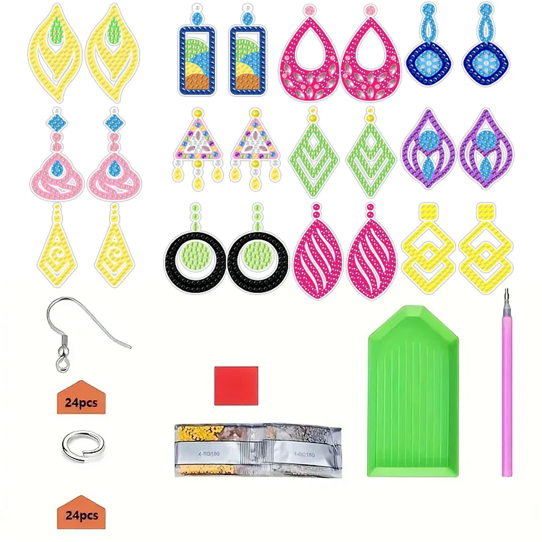 12 Pairs Special Diamond Painting Earrings DIY Diamond Art Earrings for Adults