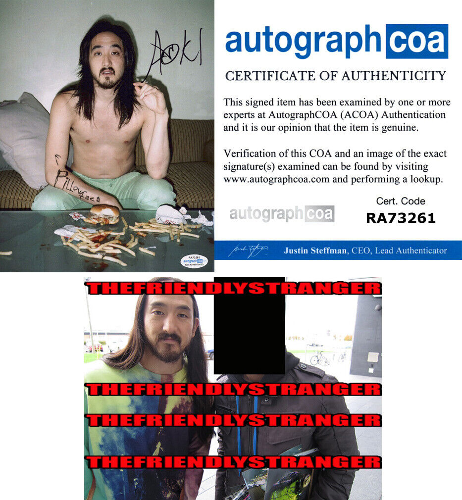 STEVE AOKI signed Autographed 8X10 Photo Poster painting C - PROOF - DJ Waste On Me ACOA COA