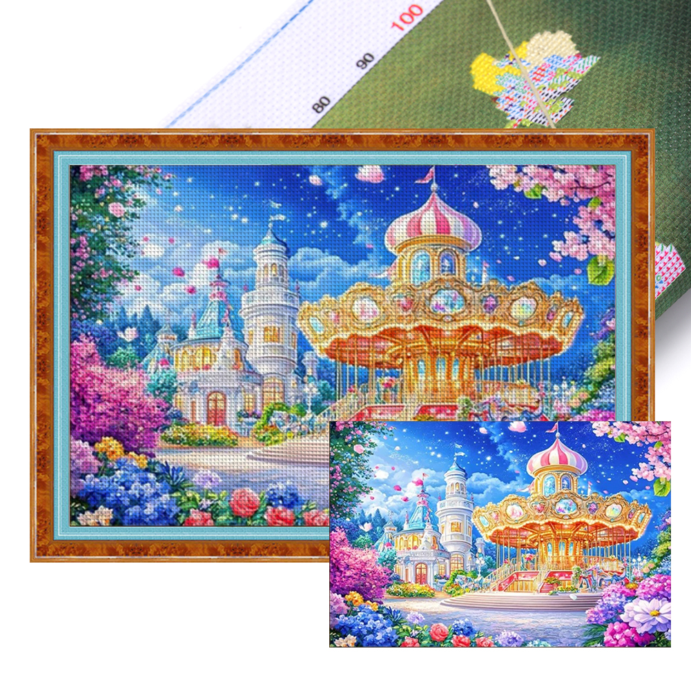 Merry-Go-Round Full 11CT Pre-stamped Canvas(60*40cm) Cross Stitch