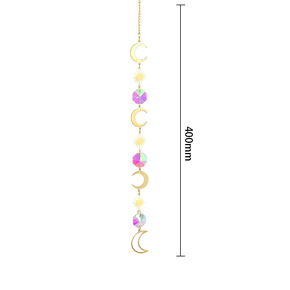 Hanging Bead Moon Sun Light Catcher Crystal Outdoor Wall Wind Chime (72)