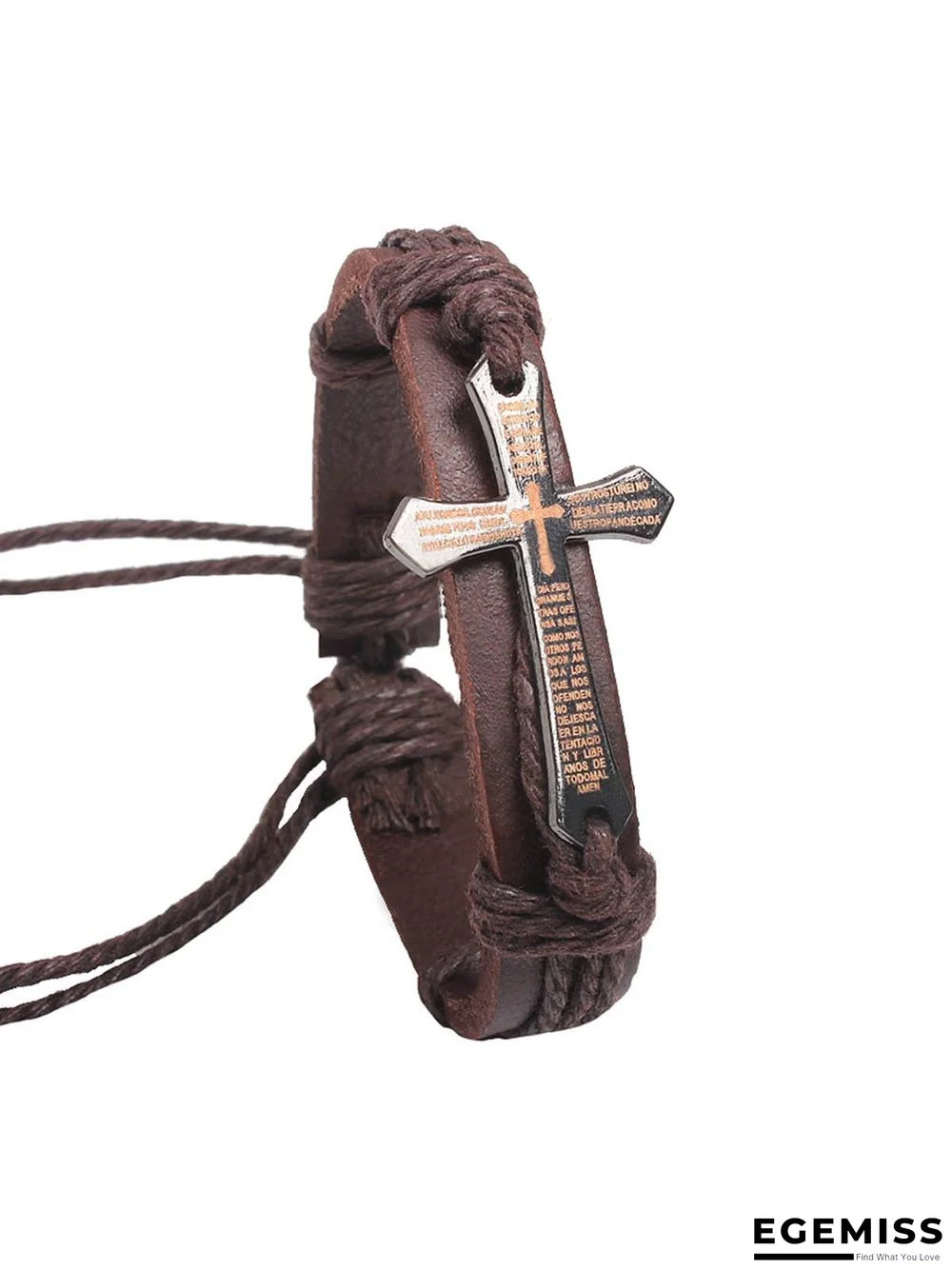 Men's Leather Cord Cross Bracelet | EGEMISS