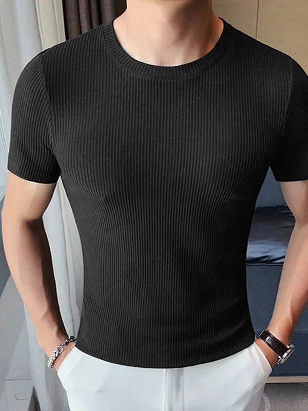 Aonga - Mens Round Neck Slim Fit Short Sleeve T-ShirtI
