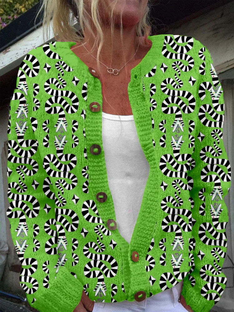 Halloween Horror Movie Inspired Cozy Knit Cardigan
