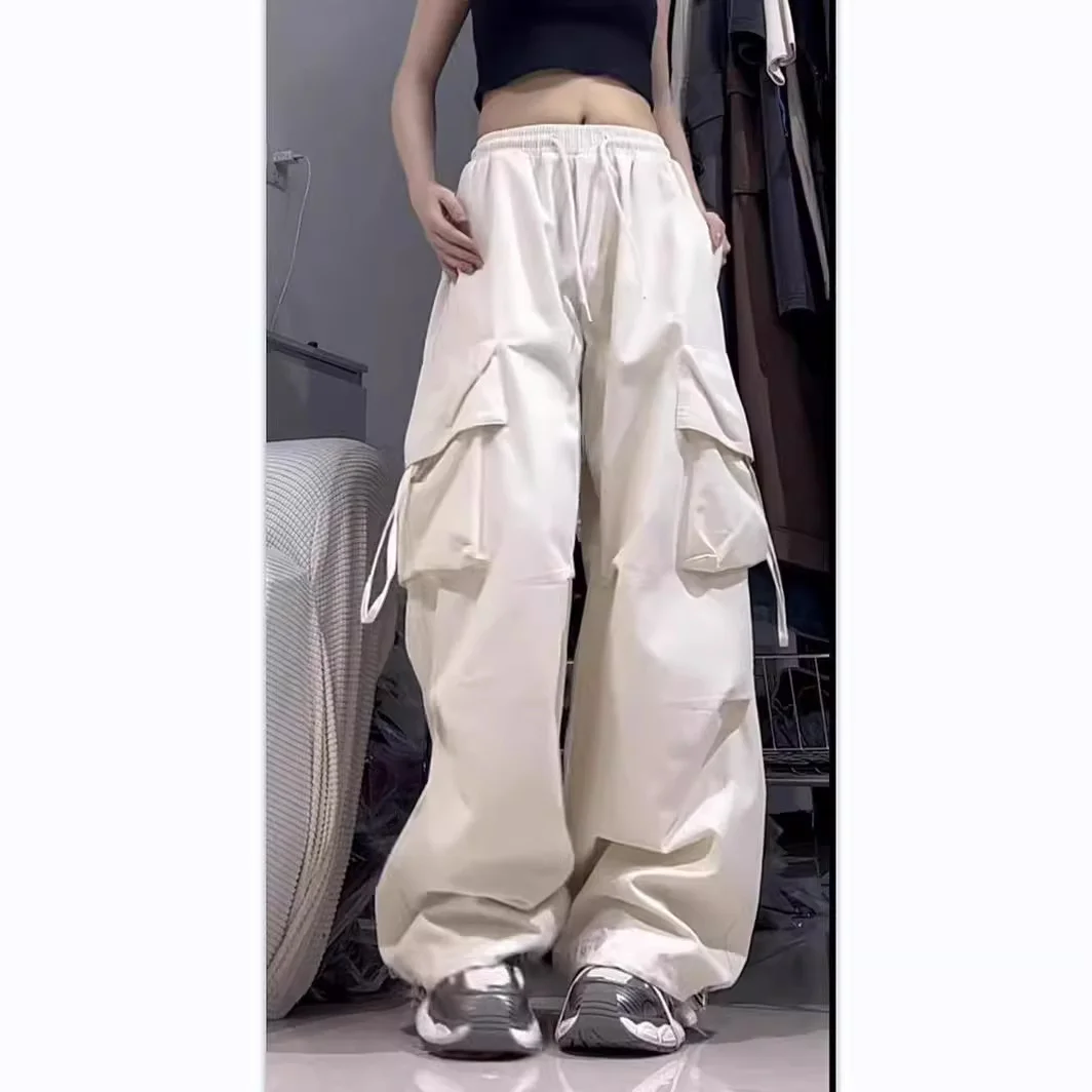 Uveng Uveng Pants Female Summer 2024 New Straight Leg Drop Feeling Wide Leg Cargo Pants High Waist Show Slim Pants