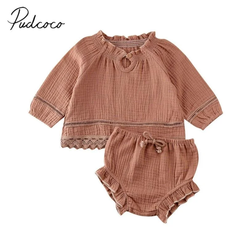 2020 Baby Spring Autumn Clothing Toddler Baby Girl Long Sleeve Tops T-shirt Ruffle Shorts Pants Clothes Tracksuit