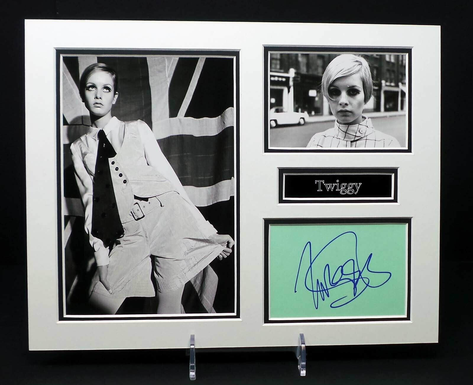 TWIGGY Leslie Lawson Signed Mounted Photo Poster painting Display 2 AFTAL RD COA Model Actress