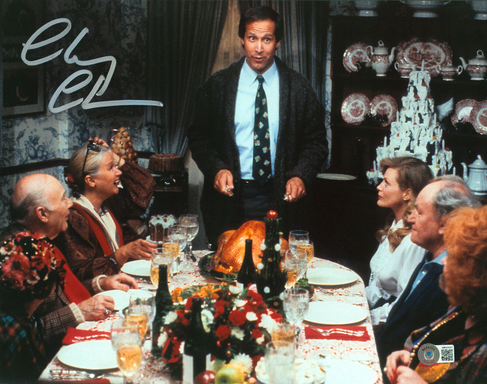 Chevy Chase Christmas Vacation Signed 11x14 Horizontal Photo Poster painting w/ Silver Sig BAS