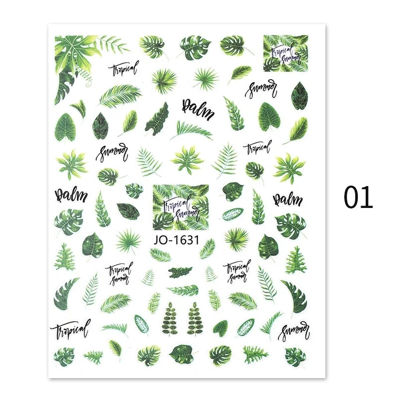 Geometric Lines Flowers Leaves 3D Nail Sticker Figure Woman Face Pattern Special Self Adhesive Nail Art Decals Manicures Sliders-Nail Inspo