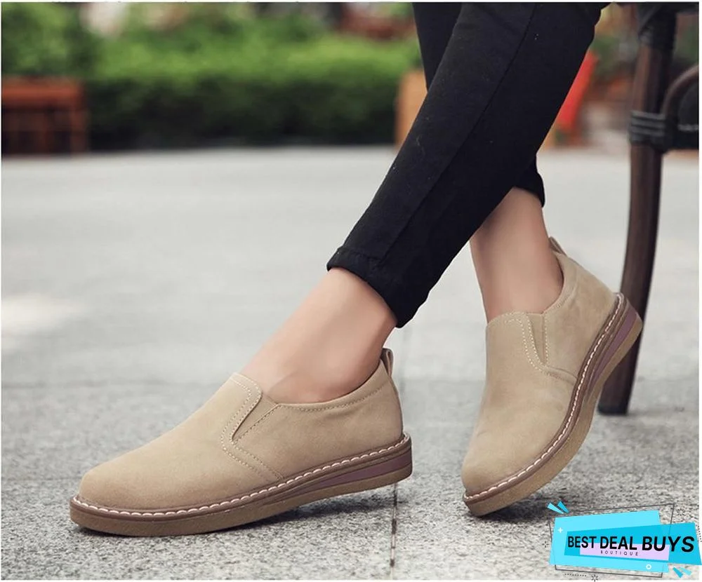 Women Moccasins Flats Genuine Leather Slip On Suede Loafers Shoes