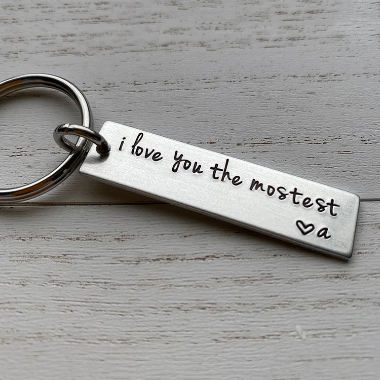 I Love You The Mostest Keychain Personalized Initial Keychain for Couple