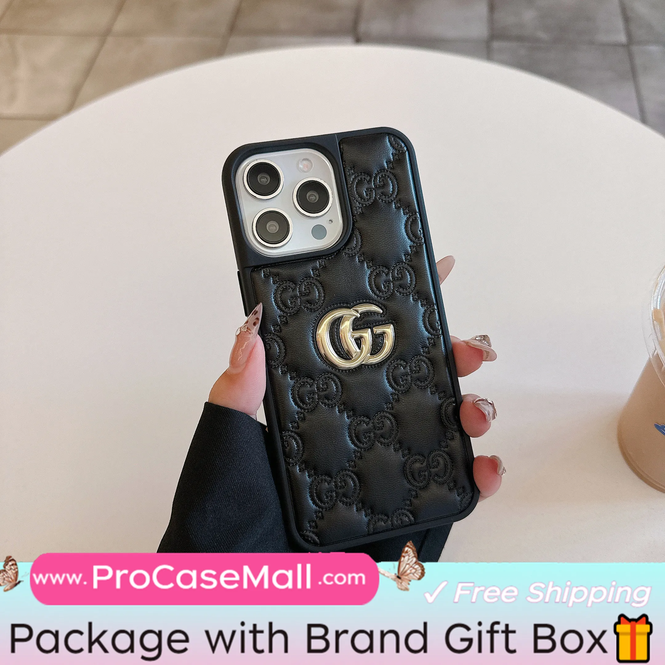 Gucci Embossed Lambskin Ophidia GG Luxury Apple iPhone Case
