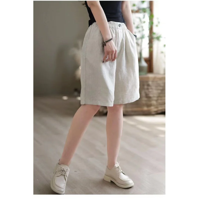 Uveng Uveng Summer Cotton-Skin Shorts Women's Five-Point Trousers Loose-Fitting High-Waisted Thin-Skinny Trousers