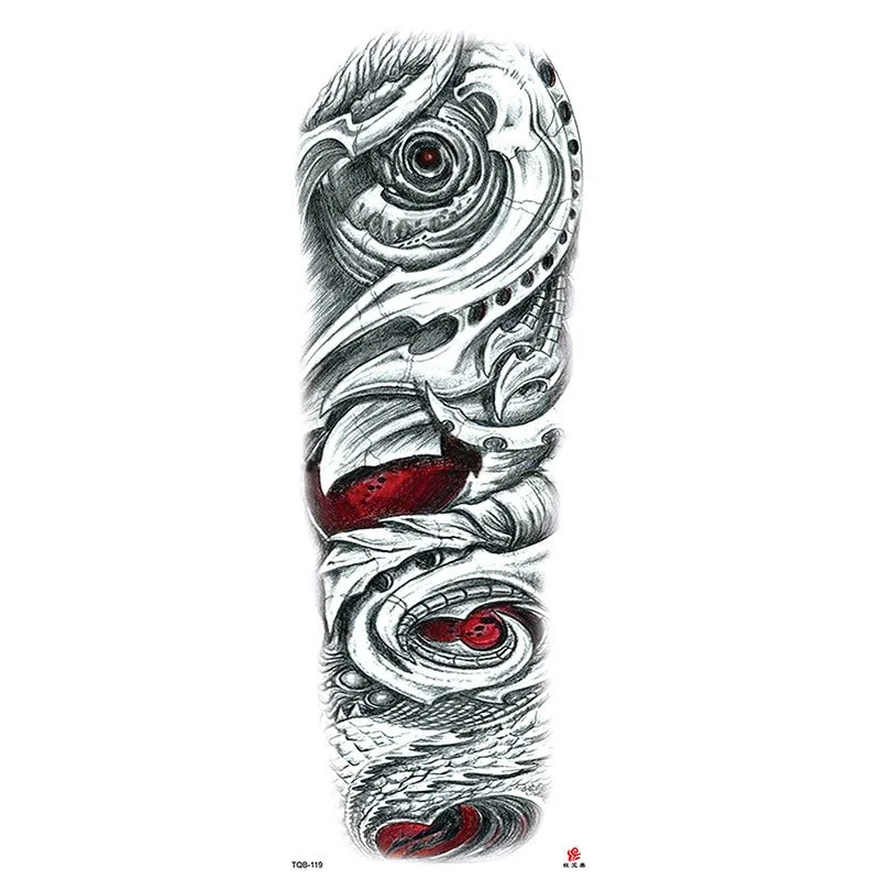Full Arm Temporary Tattoos Sleeve for Men Women Realistic Fake Tatoo Warrior Lion Mechanical Skull Wolf Rose Tatto Sticker Totem