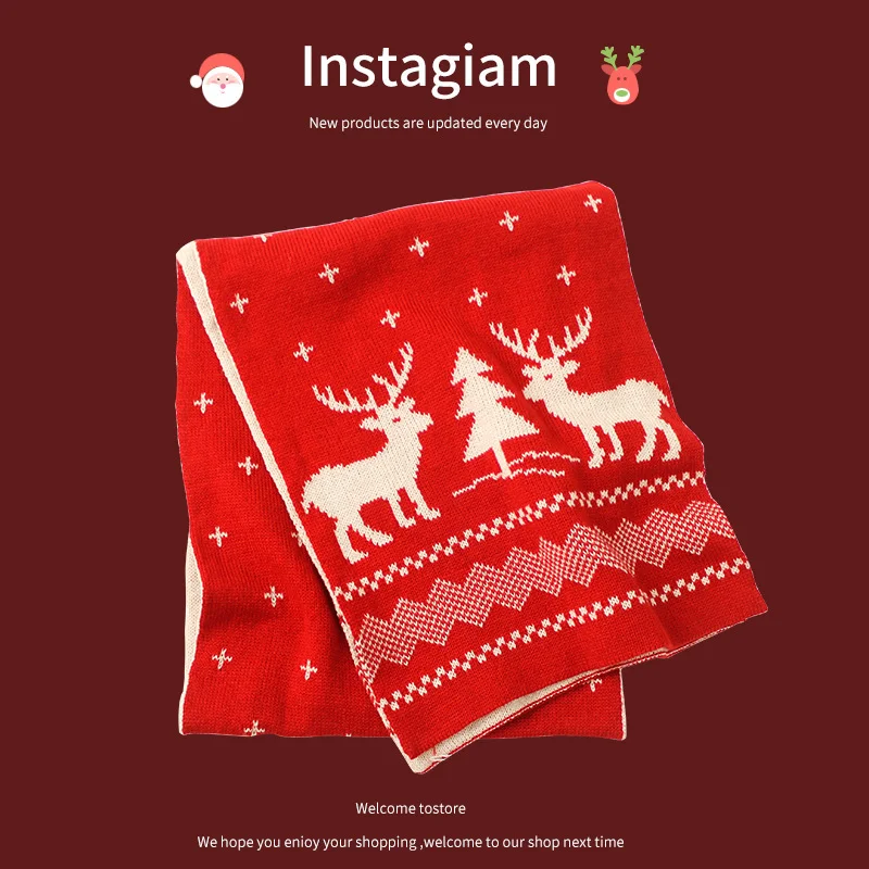 Unisex Christmas Knitted Scarf