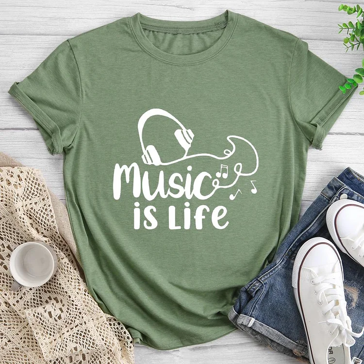 Music is Life Round Neck T-shirt