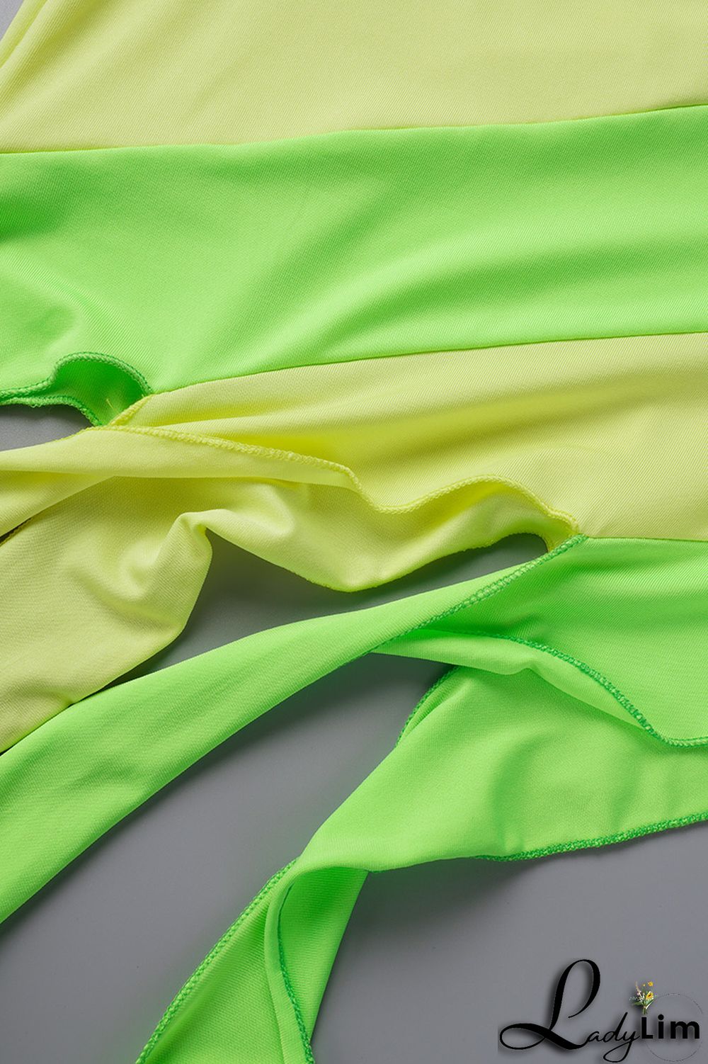 Yellow Sexy Patchwork Backless Contrast One Shoulder Sleeveless Dress Dresses