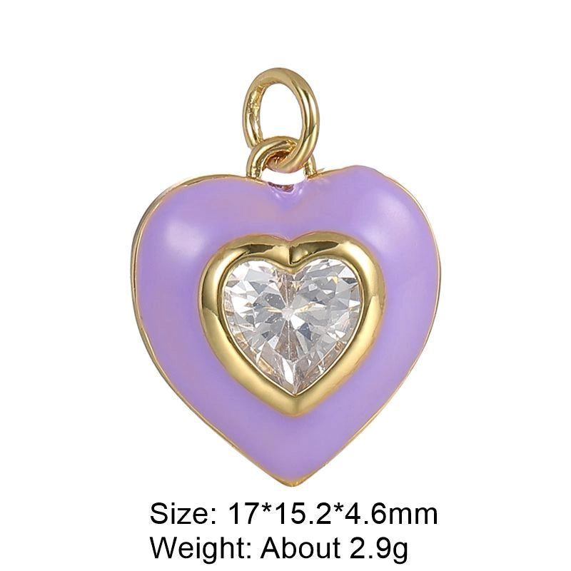 1 Piece 29 * 16mm Copper Artificial Gemstones Heart Shape Jewelry Accessories Pendant Chain