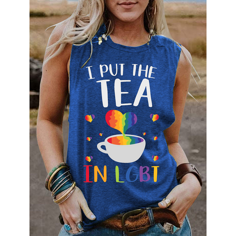 Women's I Put The Tea In The LGBT Print Tank Top socialshop