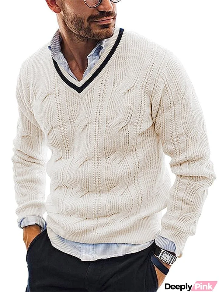 New Holiday Trendy Casual Men's V-Neck Sweaters