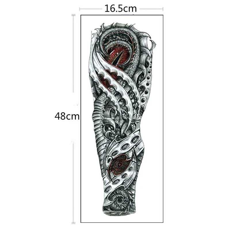 New 1 Piece Temporary Tattoo Sticker mechanical Full Flower Tattoo with Arm Body Art Big Large Fake Tattoo Sticker