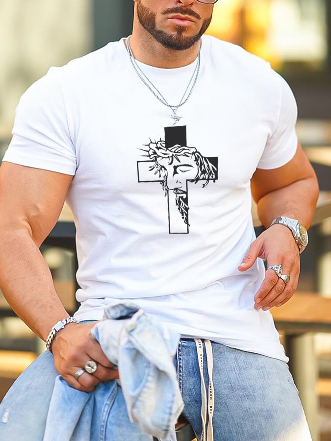 Men's Cotton  White T-Shirt