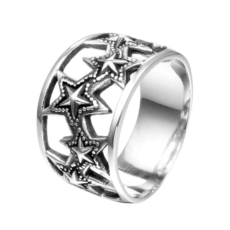 European And American Titanium Steel Domineering Personalized Men’s Six-pointed Star Ring Stainless Steel Men’s Ring