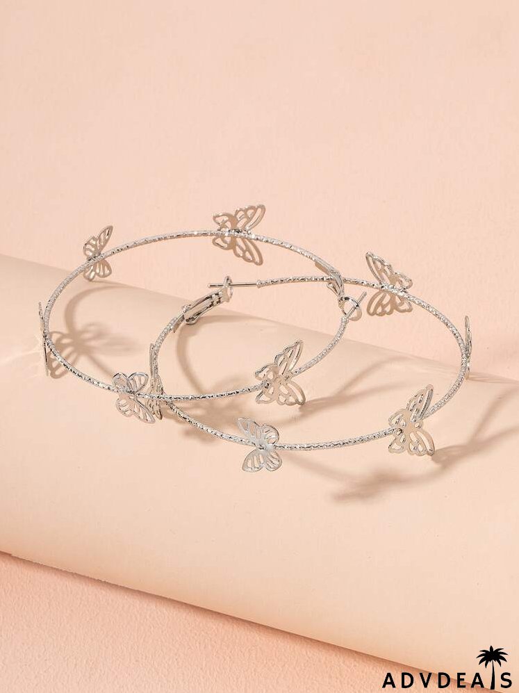 Butterfly Decor Hoop Earrings