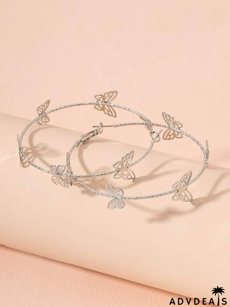Butterfly Decor Hoop Earrings