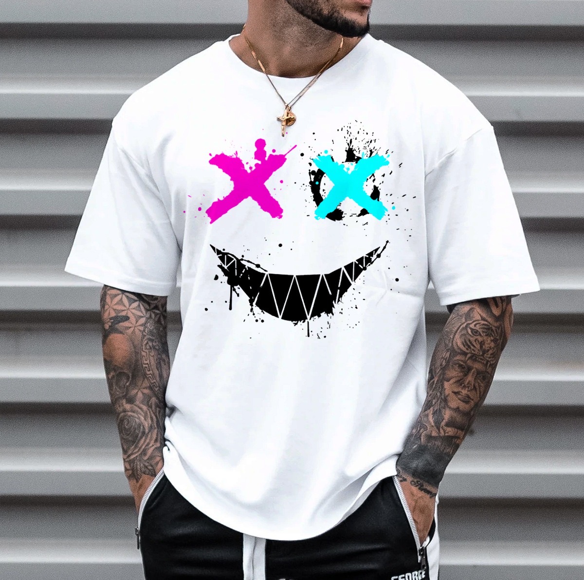 Smiley Face Men's Oversized T-shirt | Tide-Box