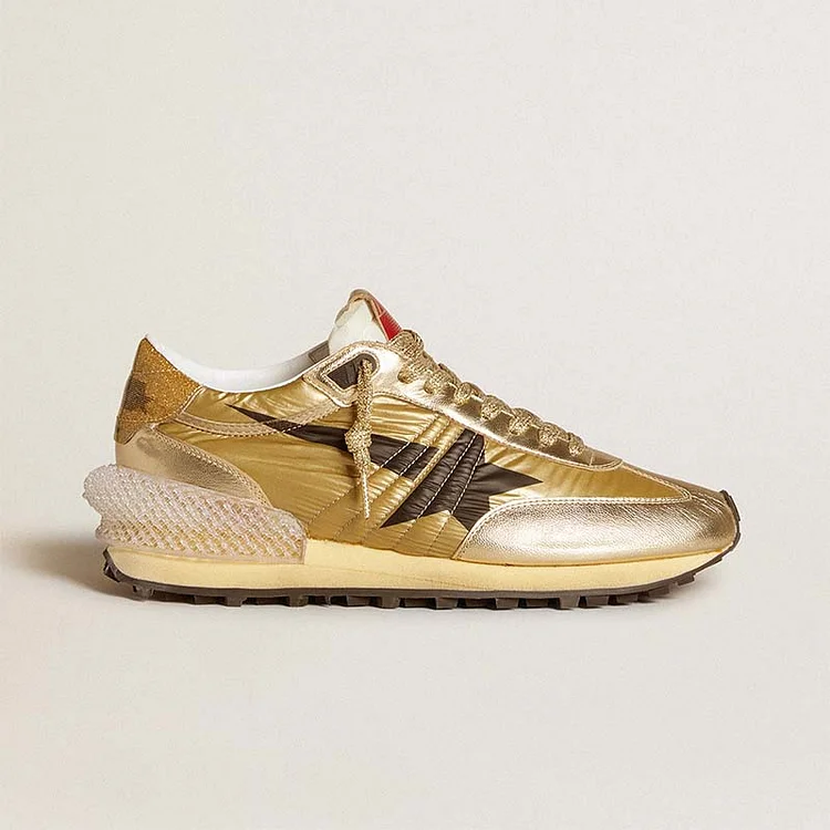 Golden Goose Gold Marathon Hombre con parte superior de nailon dorado