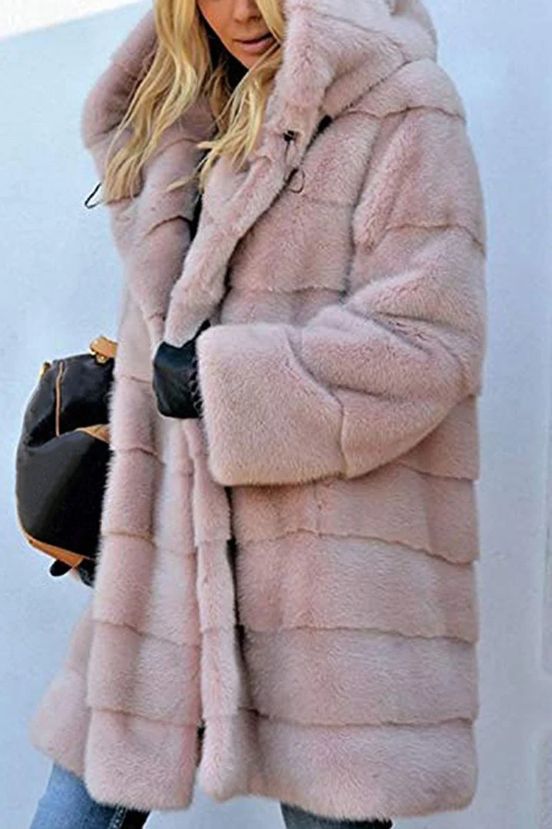 Warm Faux Fur Collar Mid-Length Coat