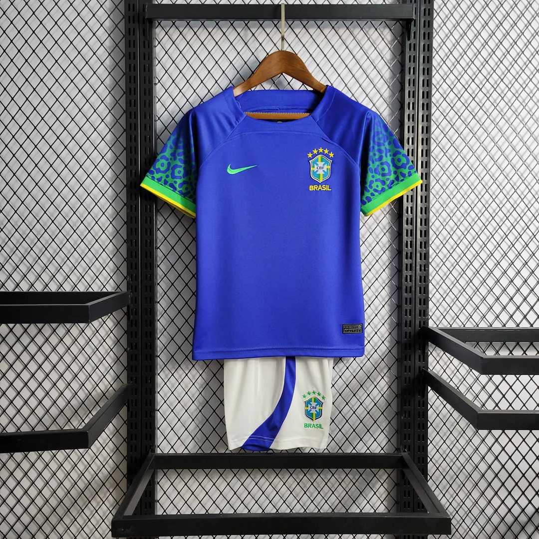 2022 World Cup Brazil Away Thailand version football jersey kids size