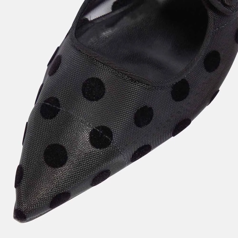 0000~polka dots suede leather Mary Jane ballet flats main image 1