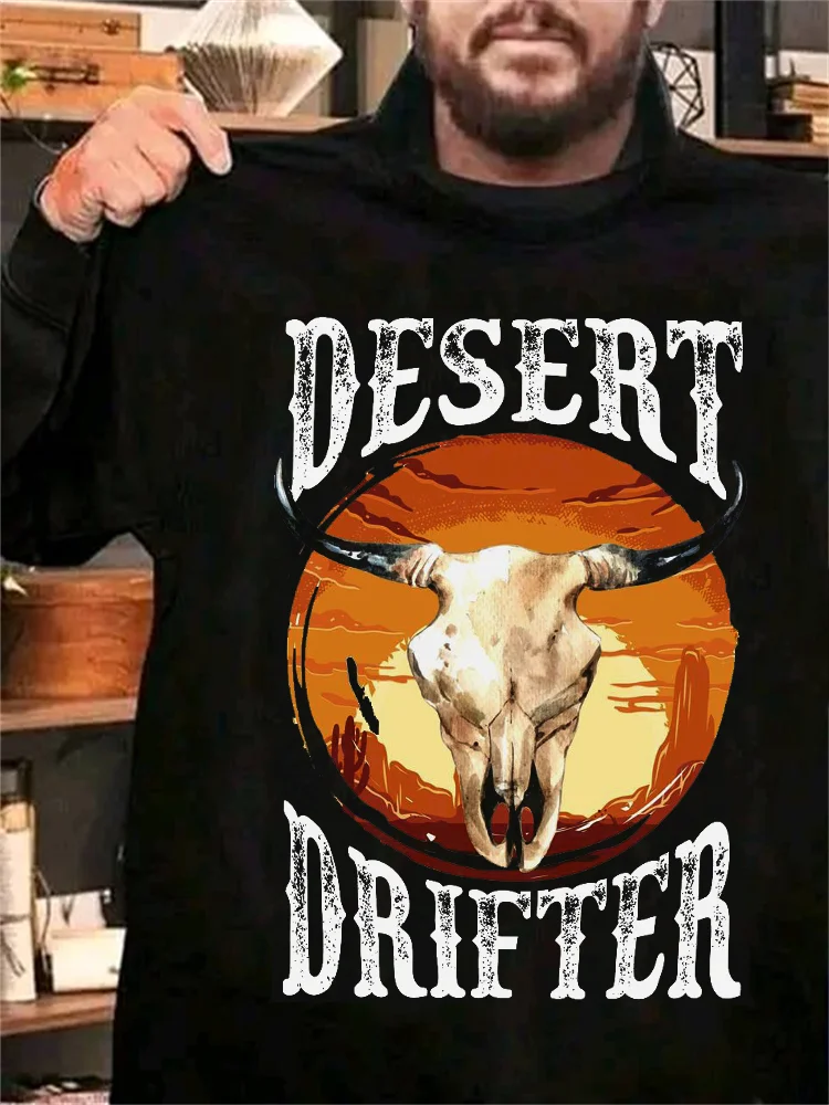 Western Desert Drifter Long Sleeve Crewneck T Shirt