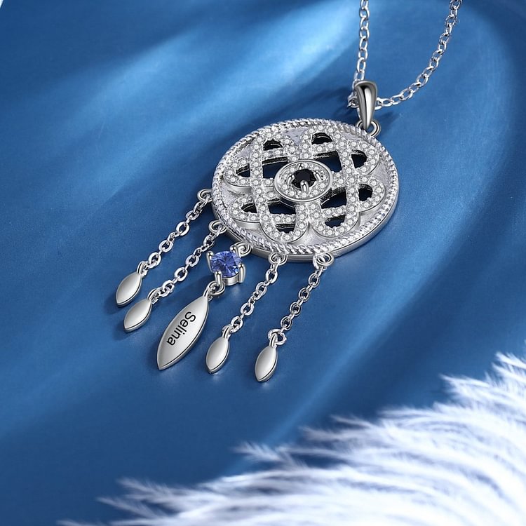 Collar Atrapasueños Genealógico 1 Nombre Personalizado 1 piedra de nacimiento