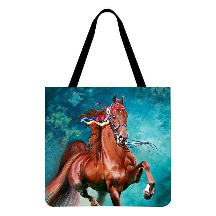 Modern Animal Running Horse - Linen Tote Bag