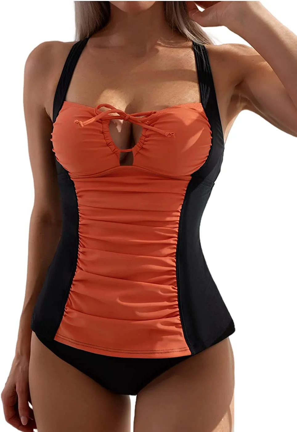 Tummy Control Front Drawstring Tankini Swimsuits