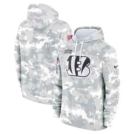 Men's Cincinnati Bengals  Arctic Camo 2024 Salute to Service Club Fleece Pullover Hoodie