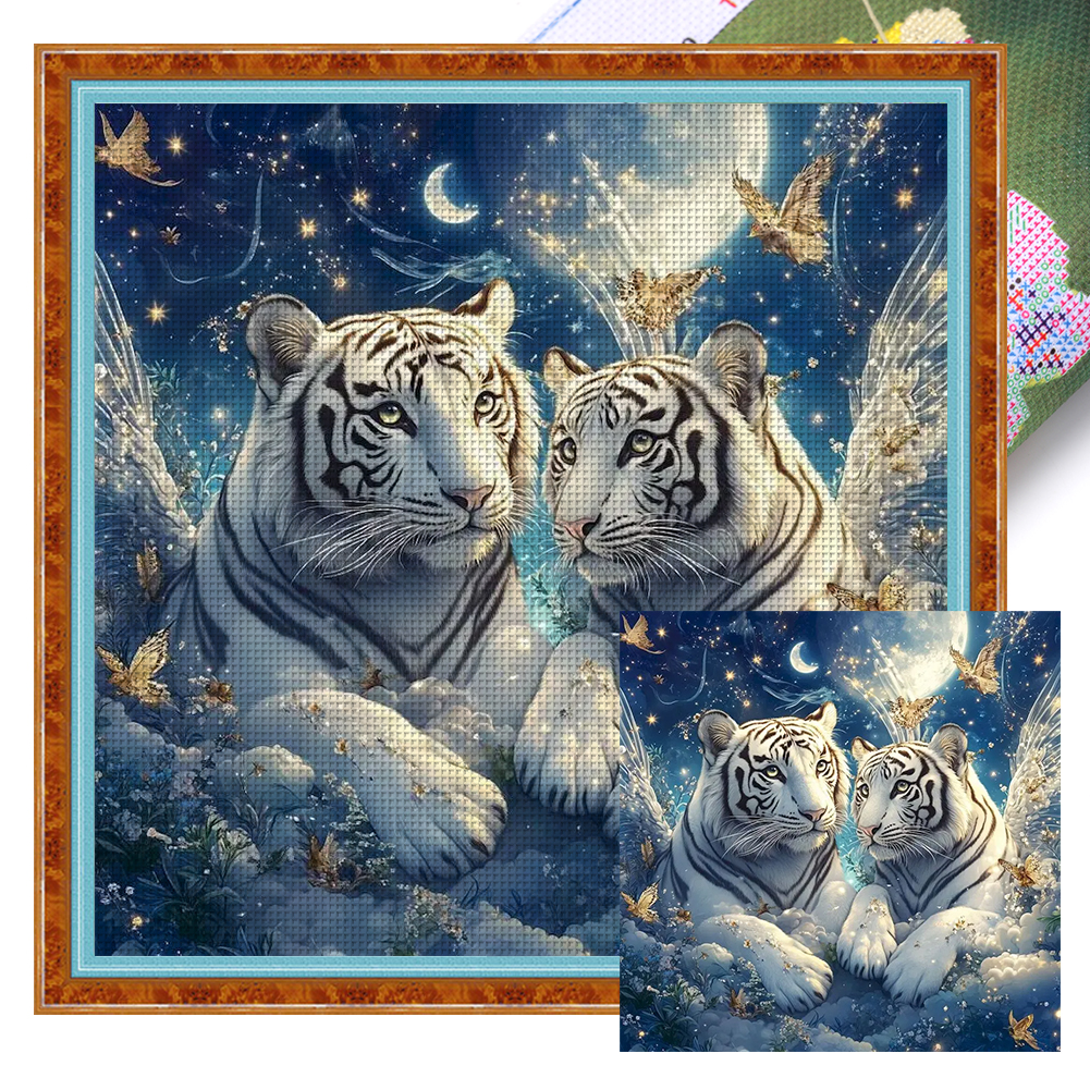 Two Tigers Full 14CT Pre-stamped Canvas(50*50cm) Cross Stitch