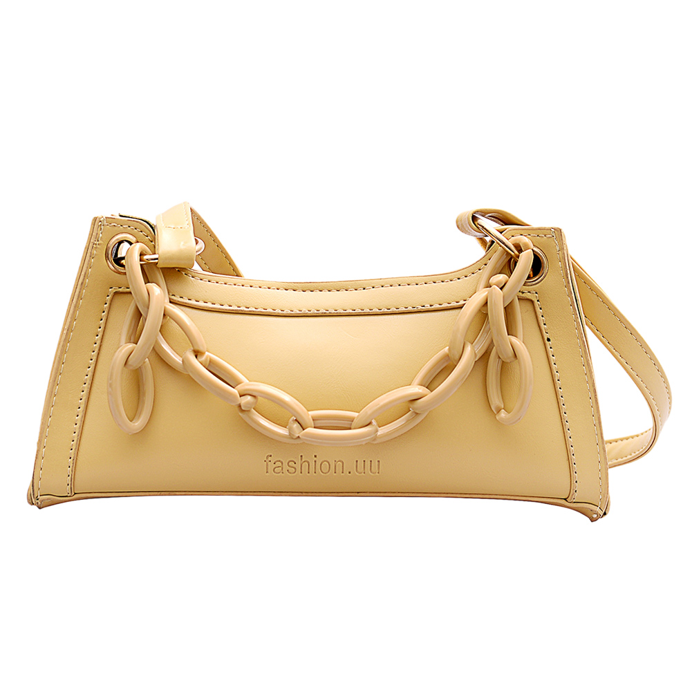 

Fashion Acrylic Chain Women Handbag Pure Leather Shoulder Tote Bag -Yellow, 501 Original