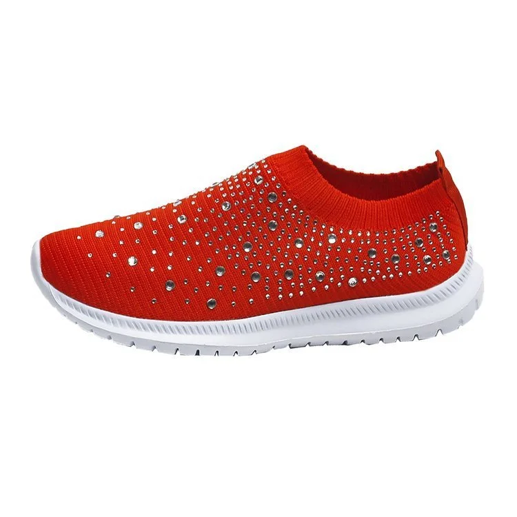 Women's Crystal Breathable Orthopedic Arch Support Slip-On Walking Sneakers Shoes